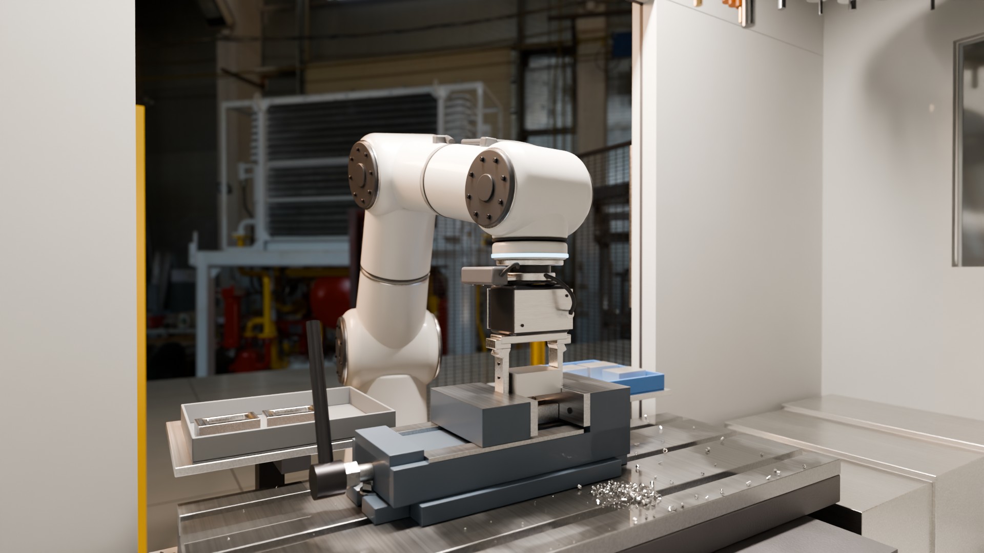 The machine-tending cell at a saved decision point